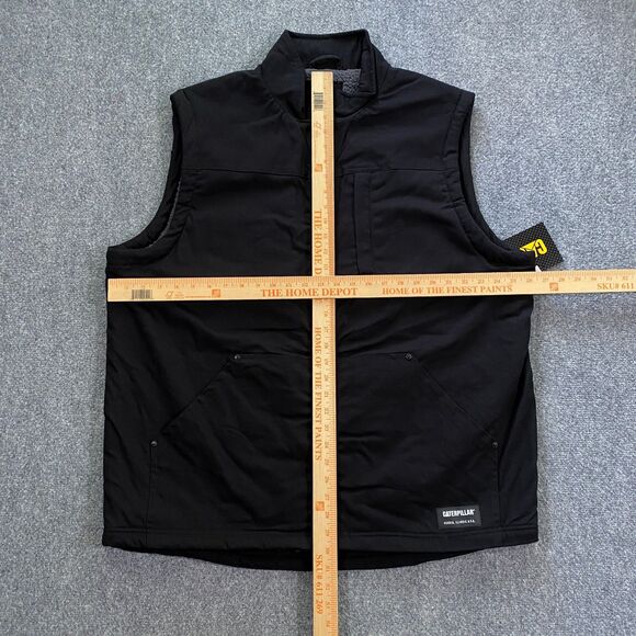 CAT Caterpillar Sherpa Lined Canvas Vest Adult X-Large Black Outdoor Workwear - Picture 12 of 16
